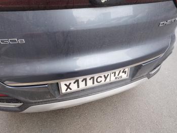 1 849 р. Накладка на заднюю дверь, ТСС Тюнинг  Chery Tiggo 8  1 T18 (2019-2023) рестайлинг (лист шлифованный)  с доставкой в г. Пермь. Увеличить фотографию 2