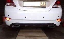 3 999 р. Диффузор заднего бампера Sport var №1  Hyundai Solaris  RBr (2010-2014) седан дорестайлинг (Неокрашенный (глянец под окраску))  с доставкой в г. Пермь. Увеличить фотографию 3