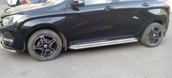 14 449 р. Широкая защита порогов с трубой диаметром d42 Slitkoff Лада XRAY (2016-2022) (Цвет: нержавеющая полированная сталь)  с доставкой в г. Пермь. Увеличить фотографию 2