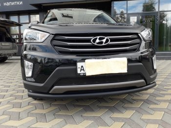 8 249 р. Защита переднего бампера Slitkoff (d57, черная)  Hyundai Creta  GS (2015-2021) дорестайлинг, рестайлинг (Цвет: серебристый)  с доставкой в г. Пермь. Увеличить фотографию 2