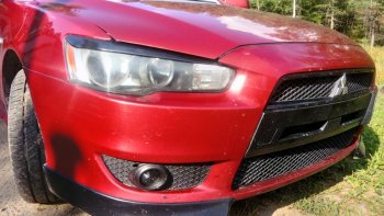 579 р. Реснички на фары Style  Mitsubishi Lancer  10 CY (2007-2017) седан дорестайлинг, хэтчбэк дорестайлинг, седан рестайлинг, хэтчбек 5 дв рестайлинг (Неокрашенные)  с доставкой в г. Пермь. Увеличить фотографию 5
