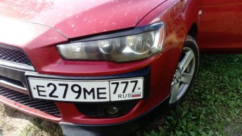 579 р. Реснички на фары Style  Mitsubishi Lancer  10 CY (2007-2017) седан дорестайлинг, хэтчбэк дорестайлинг, седан рестайлинг, хэтчбек 5 дв рестайлинг (Неокрашенные)  с доставкой в г. Пермь. Увеличить фотографию 6