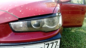 579 р. Реснички на фары Style  Mitsubishi Lancer  10 CY (2007-2017) седан дорестайлинг, хэтчбэк дорестайлинг, седан рестайлинг, хэтчбек 5 дв рестайлинг (Неокрашенные)  с доставкой в г. Пермь. Увеличить фотографию 4
