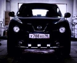 12 399 р. Одинарная защита переднего бампера Petroil-Tuning 63 мм с зубьями  Nissan Juke  1 YF15 (2010-2014) дорестайлинг (Нержавеющая полированная сталь)  с доставкой в г. Пермь. Увеличить фотографию 3