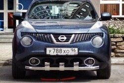 12 399 р. Одинарная защита переднего бампера Petroil-Tuning 63 мм с зубьями  Nissan Juke  1 YF15 (2010-2014) дорестайлинг (Нержавеющая полированная сталь)  с доставкой в г. Пермь. Увеличить фотографию 4