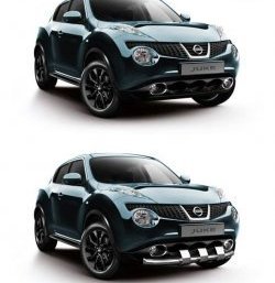 12 399 р. Одинарная защита переднего бампера Petroil-Tuning 63 мм с зубьями  Nissan Juke  1 YF15 (2010-2014) дорестайлинг (Нержавеющая полированная сталь)  с доставкой в г. Пермь. Увеличить фотографию 2