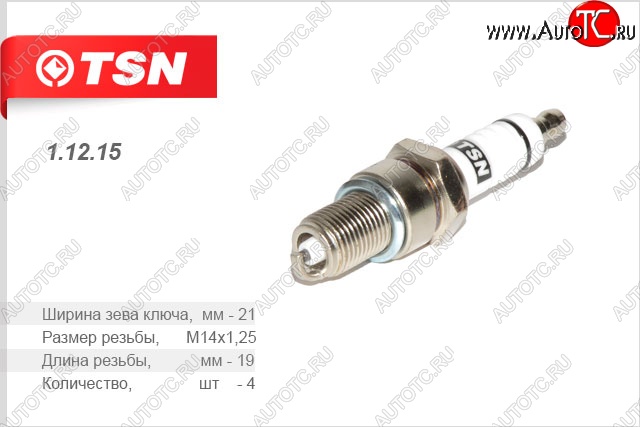 207 р. Комплект свечей зажигания TSN ГАЗ Баргузин 2217 автобус дорестайлинг (1998-2002)  с доставкой в г. Пермь