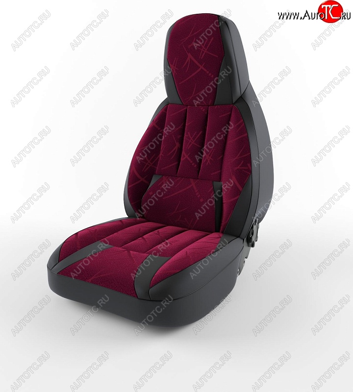 5 099 р. Чехлы для сидений (7-ми местная) Lord Autofashion Турин Ромб (экокожа) ГАЗ ГАЗель 3302 дорестайлинг шасси (1994-2002) (Черный, вставка флок Красный кедр)  с доставкой в г. Пермь