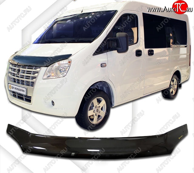 2 799 р. Дефлектор капота CA-Plastiс exclusive ГАЗ ГАЗель Next A62,А65 автобус (2016-2025) (Classic черный, Без надписи)  с доставкой в г. Пермь