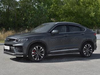 12 849 р. Защита переднего бампера (Ø42 мм, нержавейка) SLITKOFF Geely Tugella FY11,HPBA4 дорестайлинг (2019-2023)  с доставкой в г. Пермь. Увеличить фотографию 2