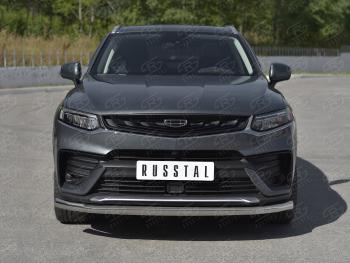 13 999 р. Защита переднего бампера (Ø63 мм, нержавейка) SLITKOFF  Geely Tugella  FY11,HPBA4 (2019-2025) дорестайлинг, рестайлинг  с доставкой в г. Пермь. Увеличить фотографию 3