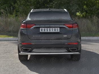 13 399 р. Защита заднего бампера (Ø57 мм) SLITKOFF  Geely Tugella  FY11,HPBA4 (2019-2025) дорестайлинг, рестайлинг (нержавейка полированная)  с доставкой в г. Пермь. Увеличить фотографию 3