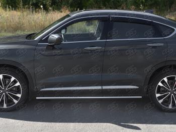 23 749 р. Защита порогов (Ø75х42 мм с проступью) Russtal Geely Tugella FY11,HPBA4 дорестайлинг (2019-2023) (полированная нержавейка)  с доставкой в г. Пермь. Увеличить фотографию 2