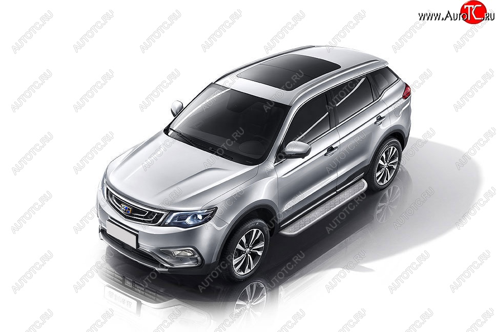 15 349 р. Защита порогов Slitkoff (d57, с листом)  Geely Atlas  NL3 - Atlas Pro  NL3 (Нержавейка)  с доставкой в г. Пермь