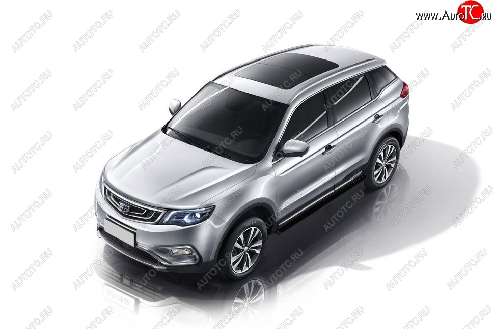 8 499 р. Защита порогов Slitkoff (d57 мм)  Geely Atlas  NL3 - Atlas Pro  NL3 (Сталь с полимерным покрытием. Цвет: чёрный)  с доставкой в г. Пермь