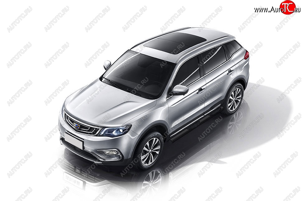 12 399 р. Защита порогов Slitkoff (d76, с проступями)  Geely Atlas  NL3 - Atlas Pro  NL3 (Сталь с полимерным покрытием. Цвет: чёрный)  с доставкой в г. Пермь
