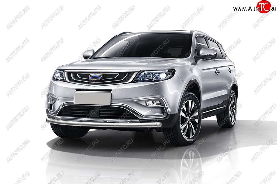 11 599 р. Защита переднего бампера Slitkoff (d57 мм)  Geely Atlas  NL3 (2016-2022) (Нержавейка, Полированная)  с доставкой в г. Пермь
