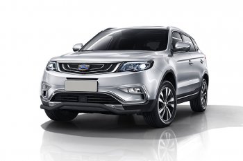 Защита переднего бампера Slitkoff (волна, d57 мм) Geely Atlas  NL3 (2016-2022) (Сталь с полимерным покрытием. Цвет: чёрный)