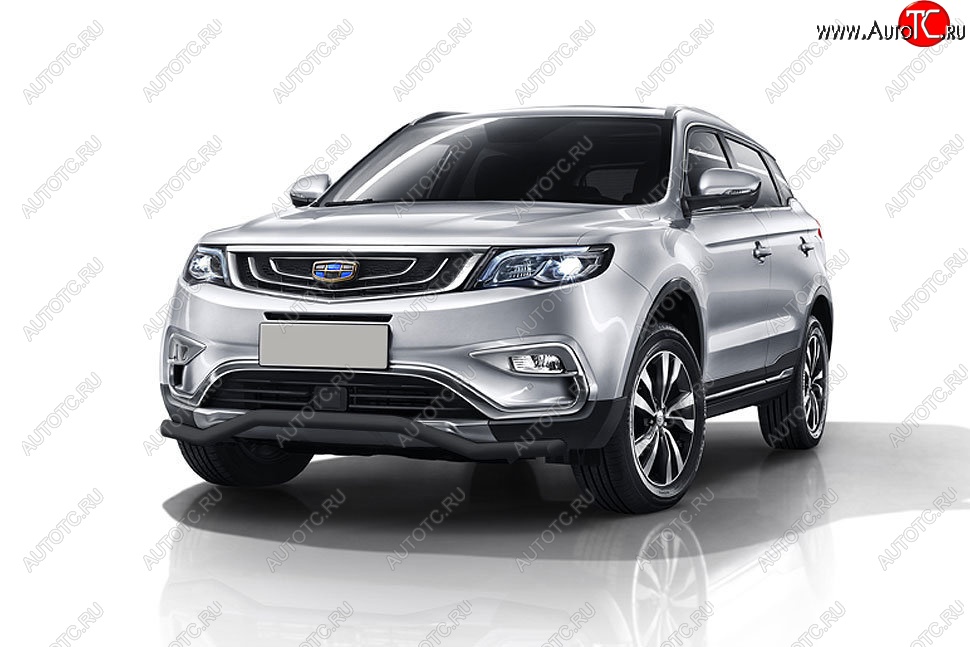 9 699 р. Защита переднего бампера Slitkoff (волна, d57 мм) Geely Atlas NL3 (2016-2022) (Сталь с полимерным покрытием. Цвет: чёрный)  с доставкой в г. Пермь