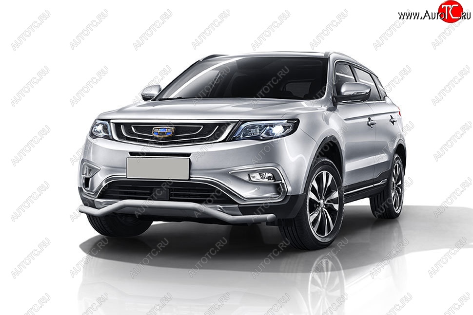9 699 р. Защита переднего бампера Slitkoff (волна, d57 мм)  Geely Atlas  NL3 (2016-2022) (Сталь с полимерным покрытием. Цвет: серебристый)  с доставкой в г. Пермь