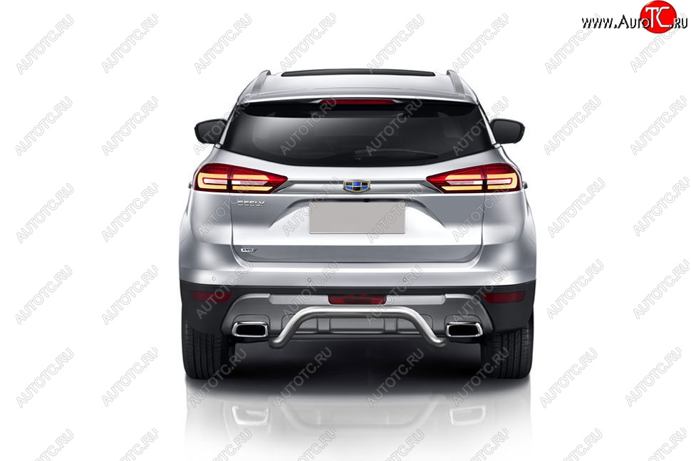10 849 р. Защита заднего бампера Slitkoff (d57 мм)  Geely Atlas  NL3 (2016-2022) (Нержавейка, Полированная)  с доставкой в г. Пермь