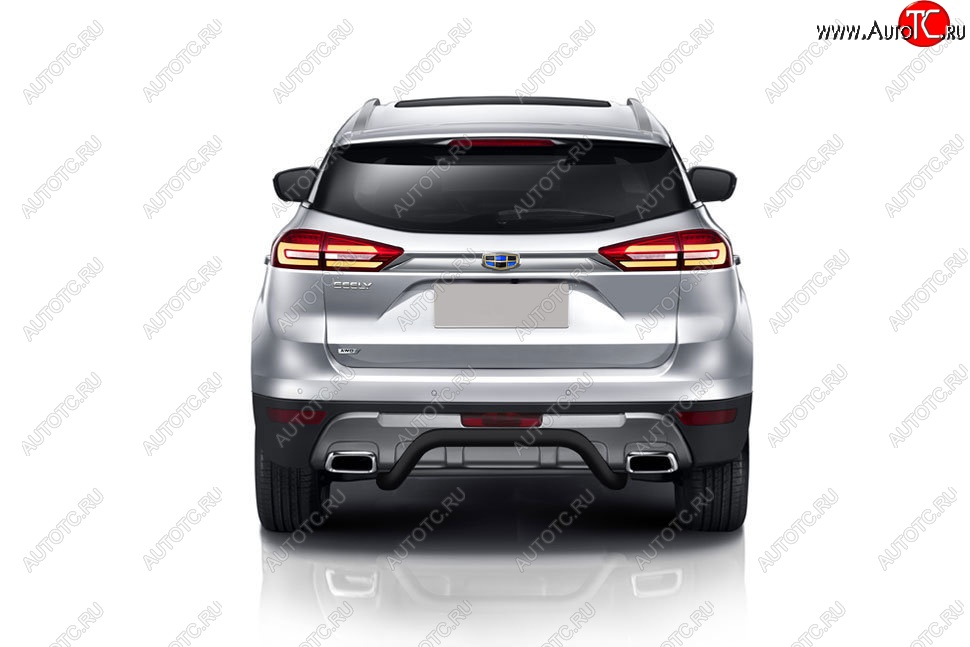 7 599 р. Защита заднего бампера Slitkoff (d57 мм)  Geely Atlas  NL3 (2016-2022) (Сталь с полимерным покрытием. Цвет: чёрный)  с доставкой в г. Пермь