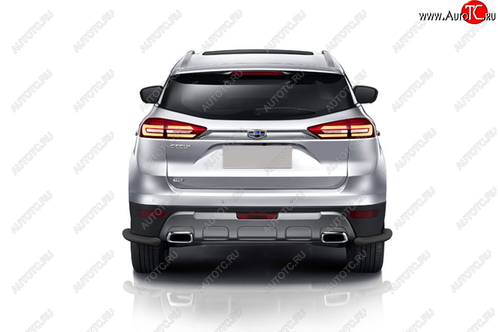 4 649 р. Защита заднего бампера Slitkoff (уголки, d57)  Geely Atlas  NL3 (2016-2022) (Сталь с полимерным покрытием. Цвет: чёрный)  с доставкой в г. Пермь