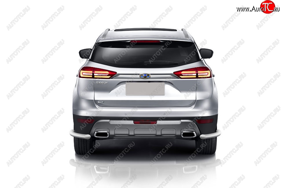 4 649 р. Защита заднего бампера Slitkoff (уголки, d57)  Geely Atlas  NL3 (2016-2022) (Сталь с полимерным покрытием. Цвет: серебристый)  с доставкой в г. Пермь