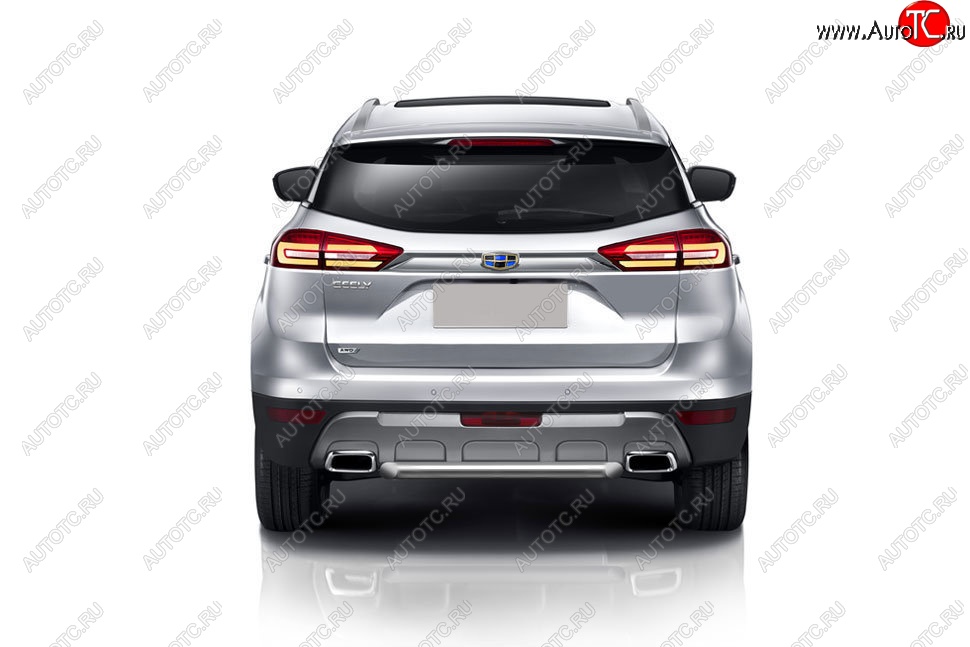 6 649 р. Защита заднего бампера Slitkoff (короткая, d57)  Geely Atlas  NL3 (2016-2022) (Нержавейка, Полированная)  с доставкой в г. Пермь