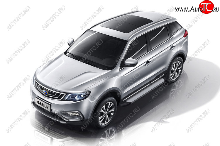 13 349 р. Пороги алюминиевые Slitkoff  Geely Atlas  NL3 - Atlas Pro  NL3 (Optima Silver)  с доставкой в г. Пермь