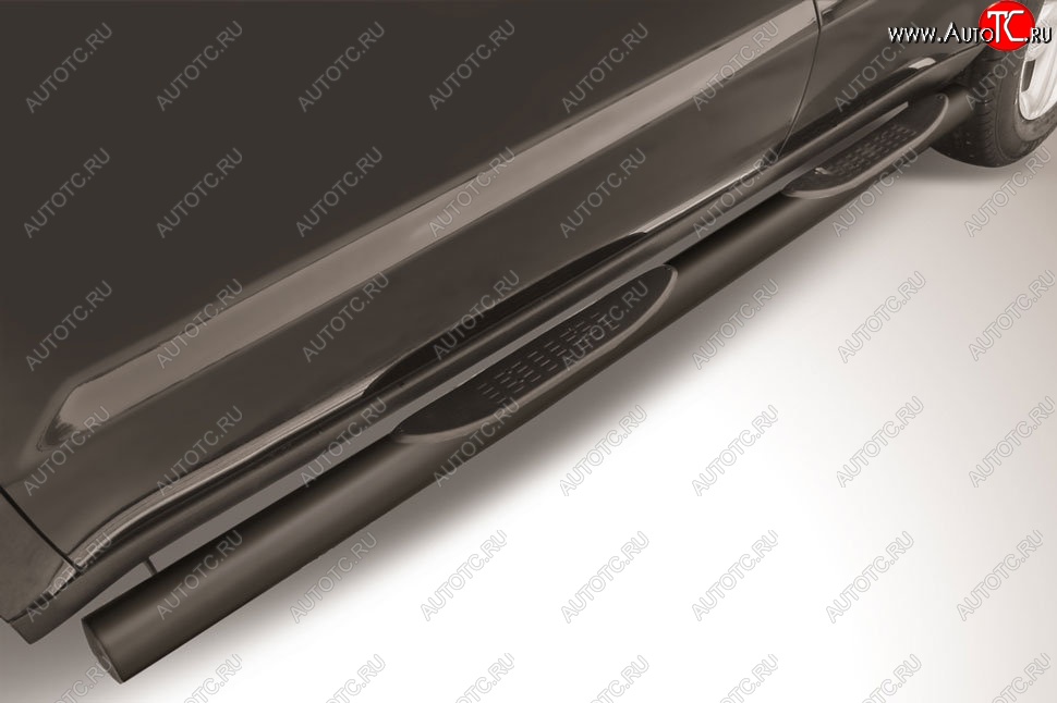 12 799 р. Защита порогов Slitkoff (d76, с проступями)  Geely Emgrand X7 (2011-2015) дорестайлинг (Сталь с полимерным покрытием. Цвет: чёрный)  с доставкой в г. Пермь