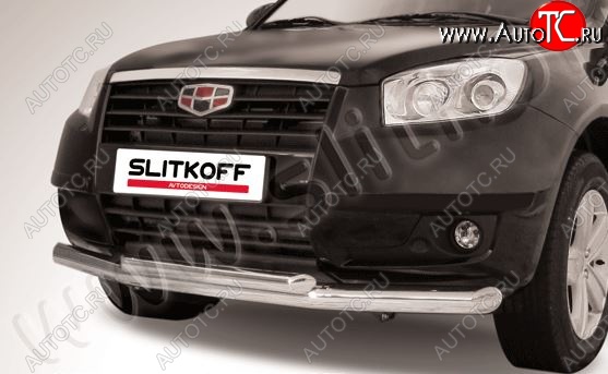 14 399 р. Защита переднего бампера Slitkoff (двойная, d76/57 мм)  Geely Emgrand X7 (2011-2015) дорестайлинг (Нержавейка, Полированная)  с доставкой в г. Пермь