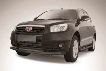 14 399 р. Защита переднего бампера Slitkoff (двойная, d76/57 мм)  Geely Emgrand X7 (2011-2015) дорестайлинг (Нержавейка, Полированная)  с доставкой в г. Пермь. Увеличить фотографию 2