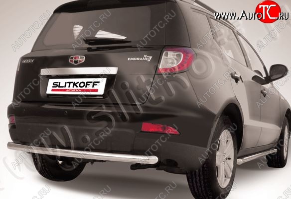 11 999 р. Защита заднего бампера Slitkoff (радиусная, d57 мм)  Geely Emgrand X7 (2011-2015) дорестайлинг (Нержавейка, Полированная)  с доставкой в г. Пермь