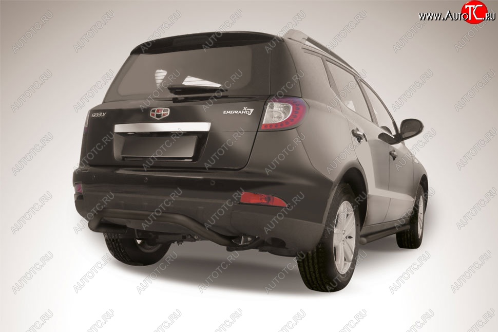 7 999 р. Защита заднего бампера Slitkoff (скоба, d57 мм)  Geely Emgrand X7 (2011-2015) дорестайлинг (Сталь с полимерным покрытием. Цвет: чёрный)  с доставкой в г. Пермь