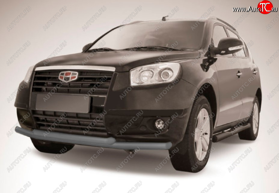 9 199 р. Защита переднего бампера Slitkoff (Ø 57+Ø 57).  Geely Emgrand X7 (2011-2015) дорестайлинг (Цвет: серебристый)  с доставкой в г. Пермь