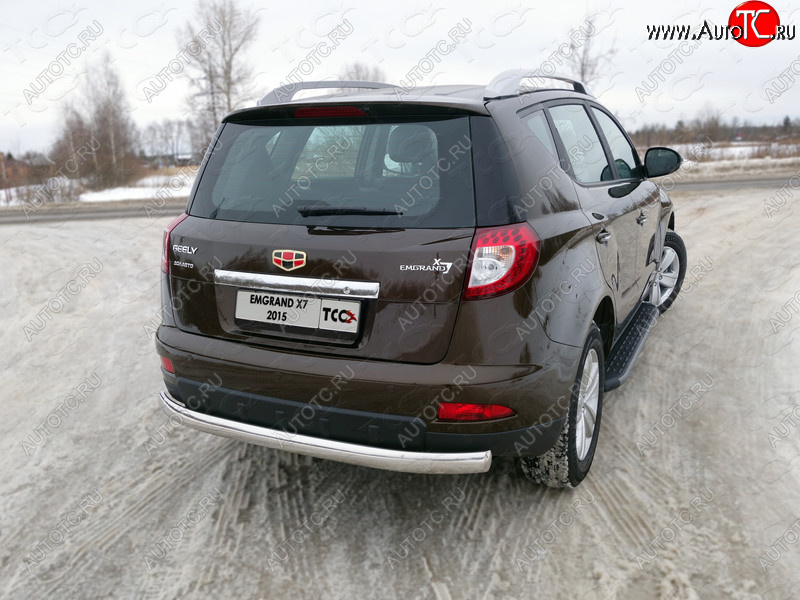 20 699 р. Защита заднего бампера (овальная) ТСС 75х42 мм Geely Emgrand X7 2-ой рестайлинг (2019-2021)  с доставкой в г. Пермь