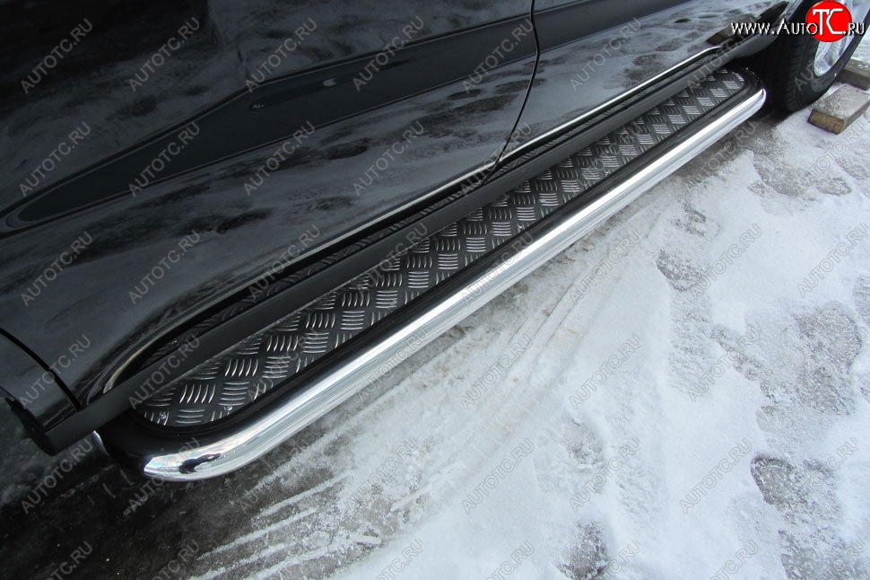 18 349 р. Защита порогов Slitkoff (с листом, d57 мм)  Geely Emgrand X7 (2015-2018) 1-ый рестайлинг (Нержавейка)  с доставкой в г. Пермь