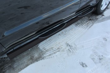 Защита порогов Slitkoff (d76, с проступями) Geely Emgrand X7 (2015-2018) 1-ый рестайлинг (Сталь с полимерным покрытием. Цвет: чёрный)