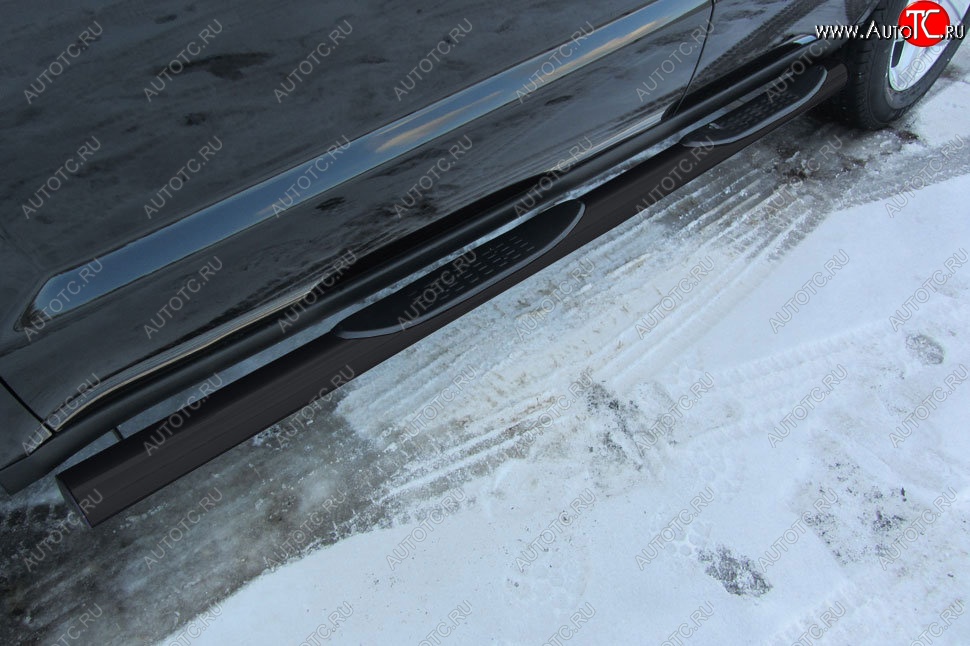 12 799 р. Защита порогов Slitkoff (d76, с проступями)  Geely Emgrand X7 (2015-2018) 1-ый рестайлинг (Сталь с полимерным покрытием. Цвет: чёрный)  с доставкой в г. Пермь