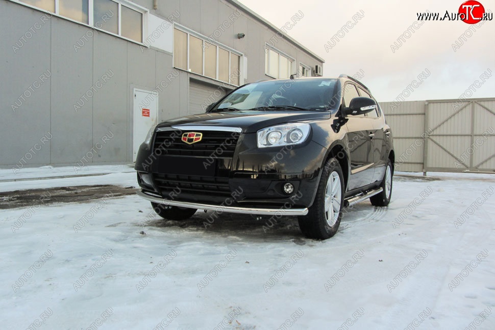 13 199 р. Защита переднего бампера Slitkoff (радиусная, d57 мм)  Geely Emgrand X7 (2015-2018) 1-ый рестайлинг (Нержавейка, Полированная)  с доставкой в г. Пермь