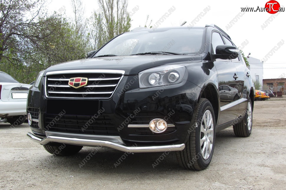14 399 р. Защита переднего бампера Slitkoff (волна, d57)  Geely Emgrand X7 (2015-2018) 1-ый рестайлинг (Нержавейка, Полированная)  с доставкой в г. Пермь