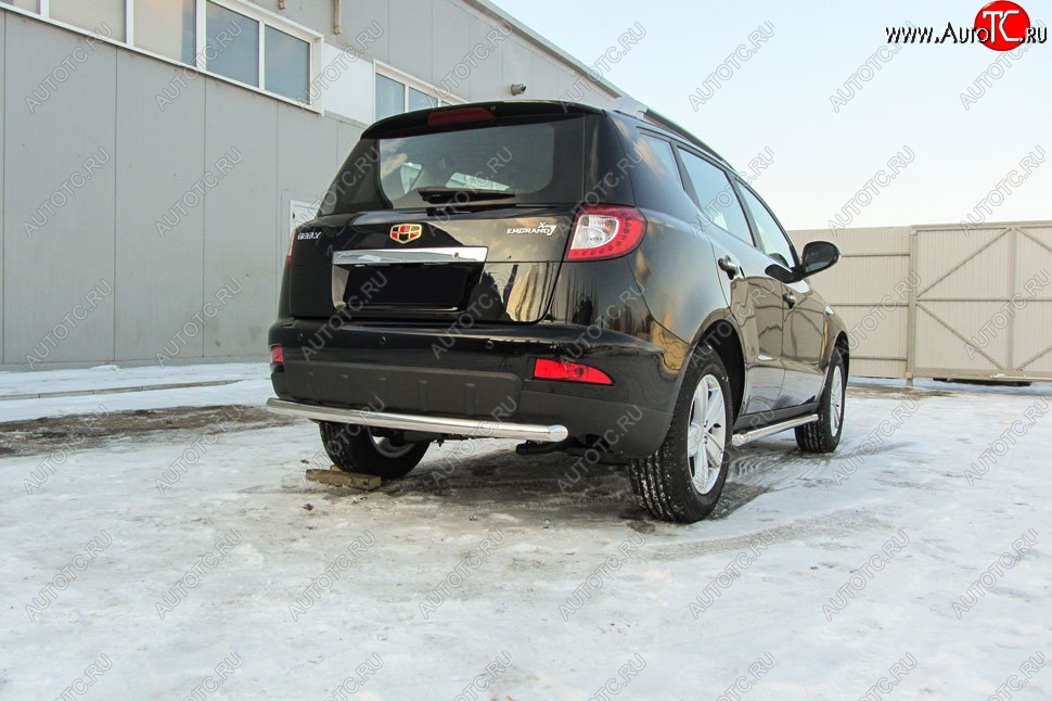 10 449 р. Защита заднего бампера Slitkoff (двойная радиусная, d57/42 мм)  Geely Emgrand X7 (2015-2018) 1-ый рестайлинг (Нержавейка, Полированная)  с доставкой в г. Пермь