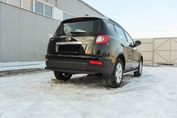 10 449 р. Защита заднего бампера Slitkoff (двойная радиусная, d57/42 мм)  Geely Emgrand X7 (2015-2018) 1-ый рестайлинг (Нержавейка, Полированная)  с доставкой в г. Пермь. Увеличить фотографию 2