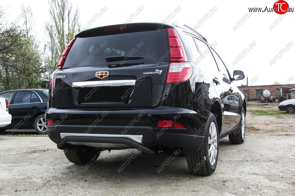 7 999 р. Защита заднего бампера Slitkoff (скоба, d57 мм)  Geely Emgrand X7 (2015-2018) 1-ый рестайлинг (Сталь с полимерным покрытием. Цвет: чёрный)  с доставкой в г. Пермь
