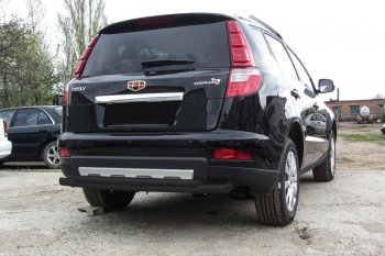 11 549 р. Защита заднего бампера Slitkoff (двойная радиусная, d57/42 мм)  Geely Emgrand X7 (2015-2018) 1-ый рестайлинг (Нержавейка, Полированная)  с доставкой в г. Пермь. Увеличить фотографию 2