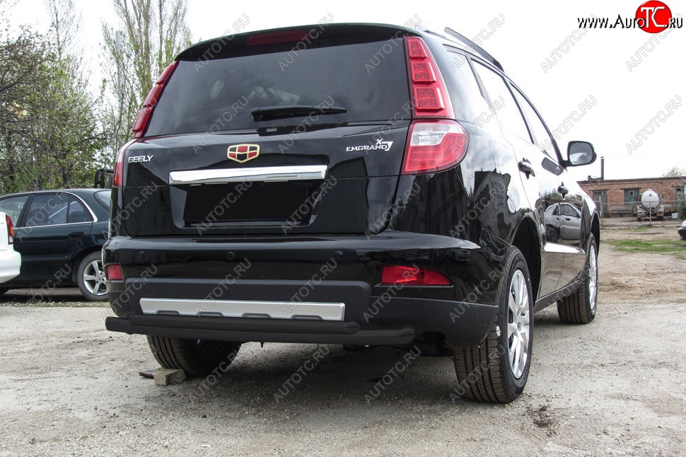 7 999 р. Защита заднего бампера Slitkoff (двойная радиусная, d57/42 мм)  Geely Emgrand X7 (2015-2018) 1-ый рестайлинг (Сталь с полимерным покрытием. Цвет: чёрный)  с доставкой в г. Пермь