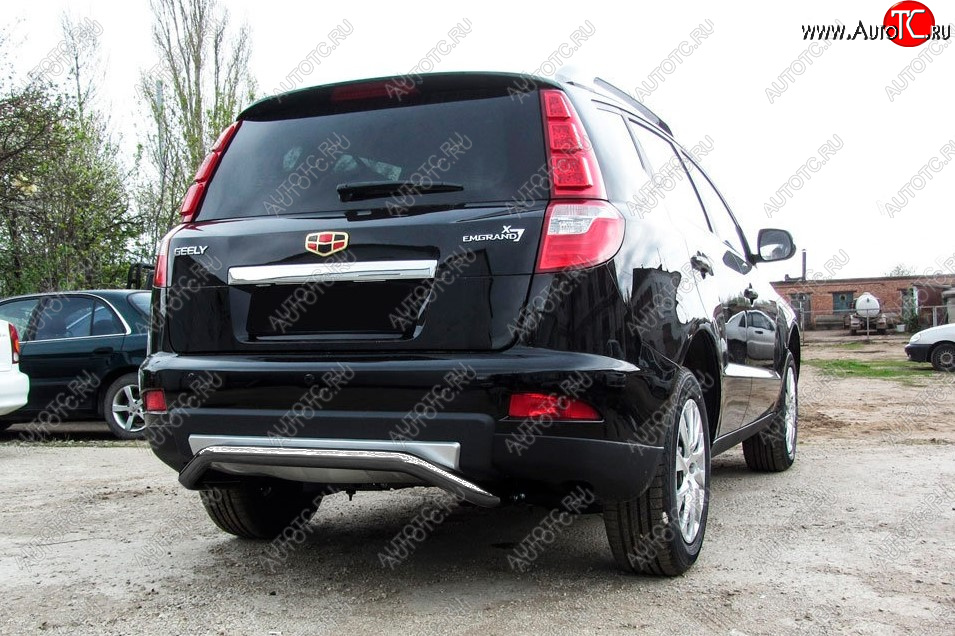 7 999 р. Защита заднего бампера Slitkoff (Ø 57 мм, скоба).  Geely Emgrand X7 (2015-2018) 1-ый рестайлинг (Цвет: серебристый)  с доставкой в г. Пермь