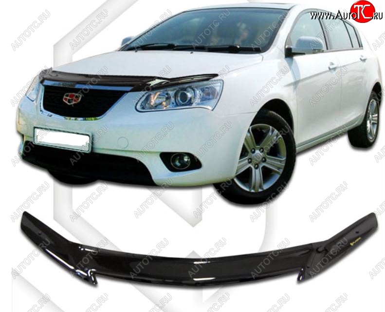 2 079 р. Дефлектор капота CA-Plastic  Geely Emgrand EC7 (2009-2016) хэтчбек (Classic черный, Без надписи)  с доставкой в г. Пермь