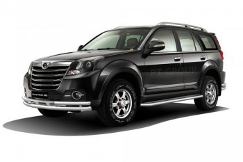 Порожки для ног из трубы Ø51 с алюминиевой площадкой Petroil Tuning Great Wall Hover H3 (2014-2016)  рестайлинг (Нержавейка)
